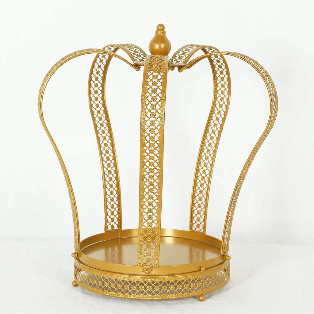 Metal Wedding Cupcake Stand Gold Princess Crown Style - Stunning Dessert Display Holder Centerpiece for Upscale Weddings & Special Occasions 19" - Bell Racket Store