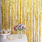 Metallic Gold Wavy Foil Fringe Party Backdrop, Curly Tinsel Streamer Photo Booth Curtain - 3ftx6ft - Bell Racket Store