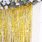 Metallic Gold Wavy Foil Fringe Party Backdrop, Curly Tinsel Streamer Photo Booth Curtain - 3ftx6ft - Bell Racket Store