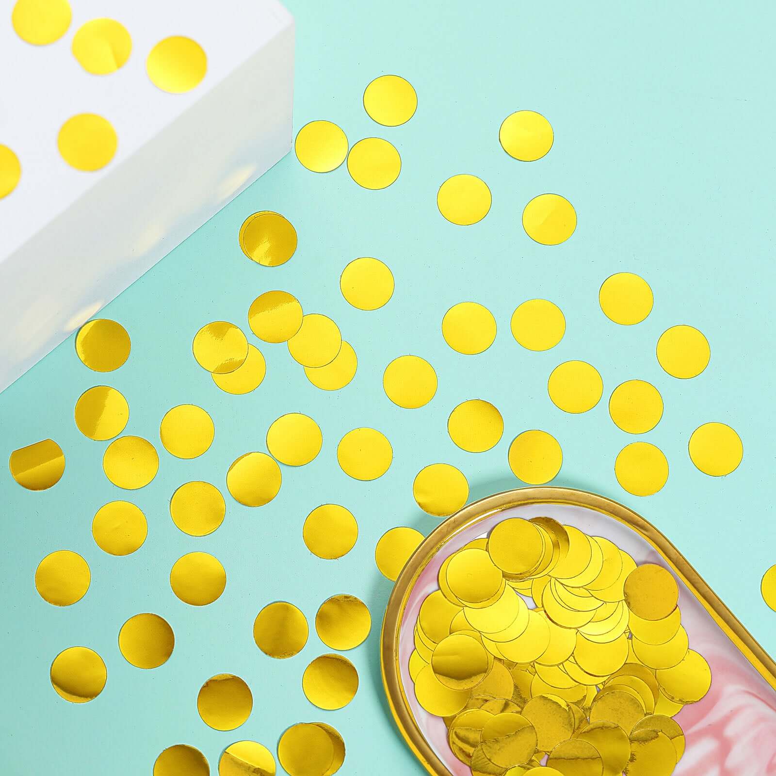 Metallic Round Party Confetti 18G Bag Gold Foil, Balloon Table Confetti Glitter Dots for Festive Weddings Baby Bridal Showers & Events