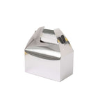 25 Pack Metallic Silver Candy Gift Tote Gable Boxes, Party Favor Treat Bags - 6"x3.5"x7"