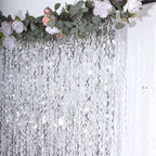 Metallic Silver Wavy Foil Fringe Party Backdrop, Curly Tinsel Streamer Photo Booth Curtain - 3ftx6ft - Bell Racket Store
