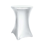 Metallic Spandex 30" Fitted Round Cocktail Table Cover Silver Highboy Tablecloth - Stretch Fit & Water-Resistant