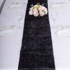Metallic Tinsel Polyester 12"x108" Table Runner Black - Shimmery Fringe Shag Table Decor - Bell Racket Store