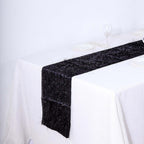 Metallic Tinsel Polyester 12"x108" Table Runner Black - Shimmery Fringe Shag Table Decor - Bell Racket Store