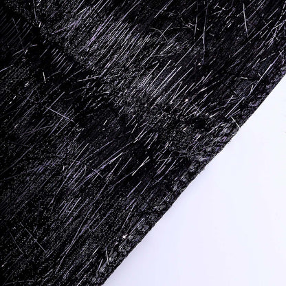 Metallic Tinsel Polyester 12"x108" Table Runner Black - Shimmery Fringe Shag Table Decor - Bell Racket Store