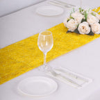 Metallic Tinsel Polyester 12"x108" Table Runner Gold - Shimmery Fringe Shag Event Table Decor - Bell Racket Store