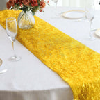Metallic Tinsel Polyester 12"x108" Table Runner Gold - Shimmery Fringe Shag Event Table Decor - Bell Racket Store