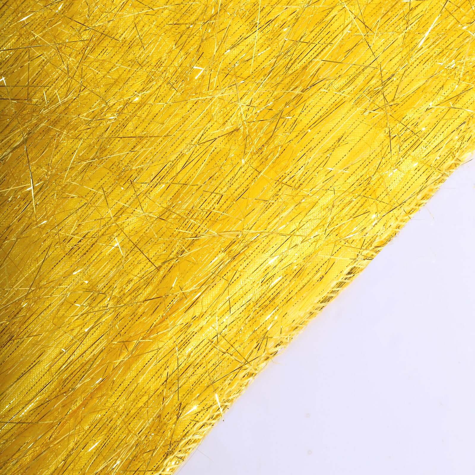 Metallic Tinsel Polyester 12"x108" Table Runner Gold - Shimmery Fringe Shag Event Table Decor - Bell Racket Store