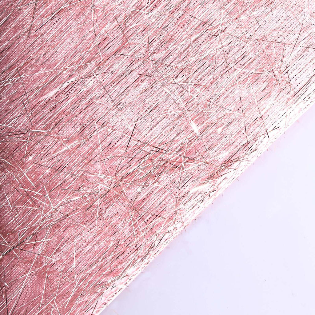 Metallic Tinsel Polyester 12"x108" Table Runner Rose Gold - Shimmery Fringe Shag Table Decor - Bell Racket Store