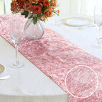 Metallic Tinsel Polyester 12"x108" Table Runner Rose Gold - Shimmery Fringe Shag Table Decor - Bell Racket Store