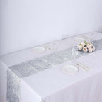 Metallic Tinsel Polyester 12"x108" Table Runner Silver - Shimmery Fringe Shag Table Decor - Bell Racket Store