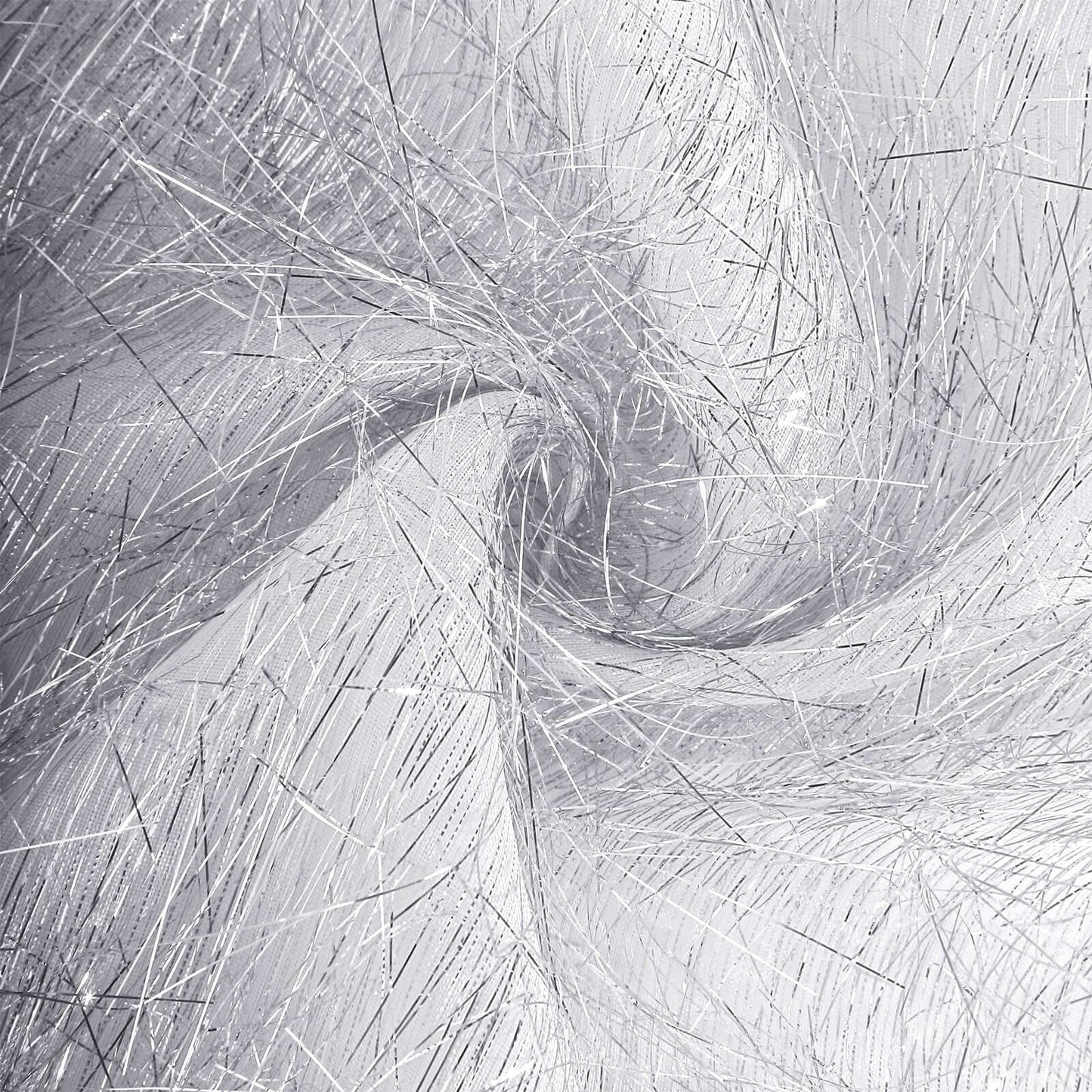 Metallic Tinsel Polyester 12"x108" Table Runner Silver - Shimmery Fringe Shag Table Decor - Bell Racket Store