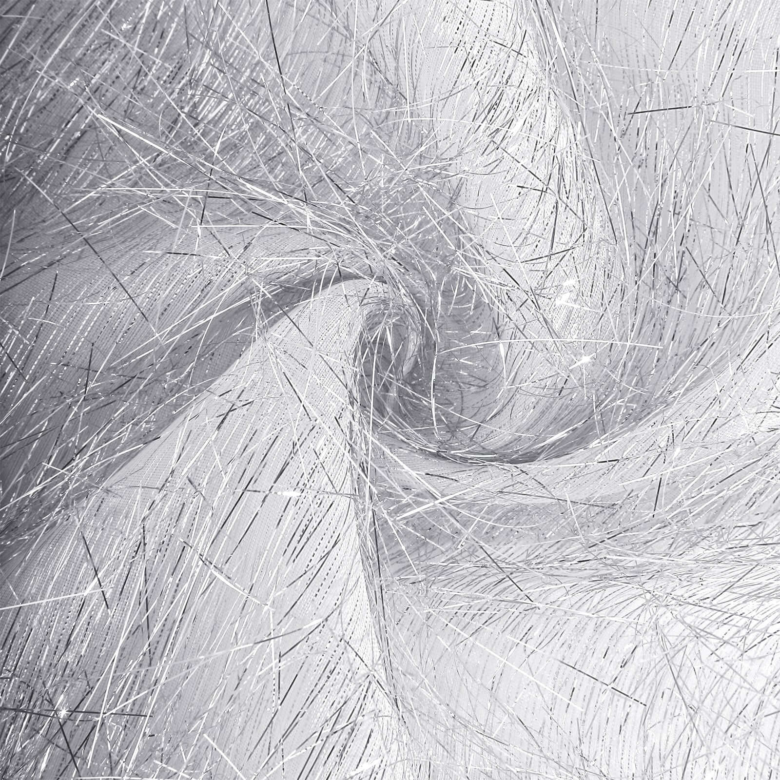 Metallic Tinsel Polyester 12"x108" Table Runner Silver - Shimmery Fringe Shag Table Decor - Bell Racket Store