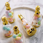 12-Pack Fillable Mini Champagne Bottle Candy Container Clear Gold - Unique Candy Treat Favor Containers 6"