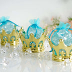 12-Pack Fillable Mini Crown Candy Container Gold - Regal Baby Shower Candy Treat Favor Containers 3"
