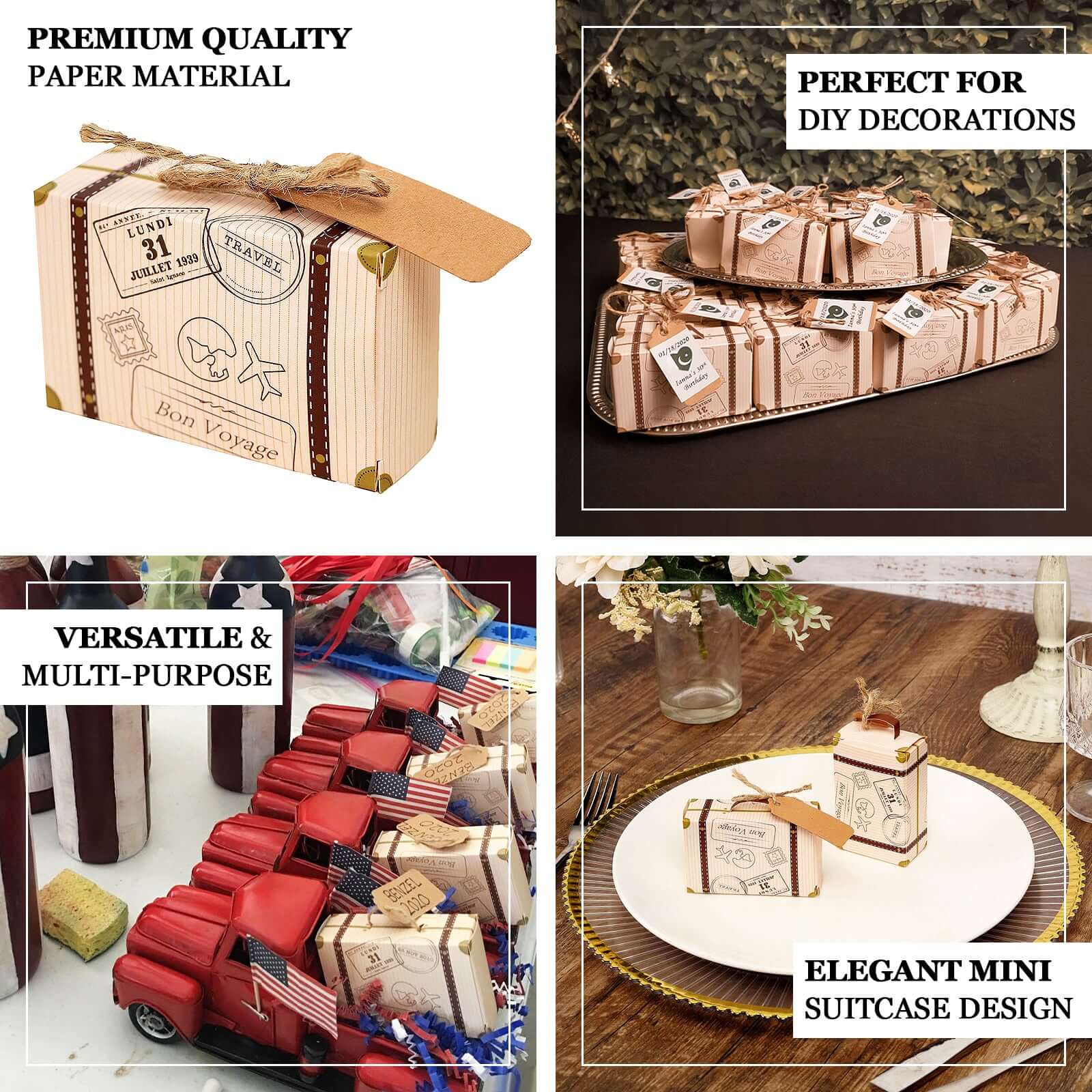 24 Pack Vintage Airplane Suitcase Wedding Party Favor Candy Gift Box