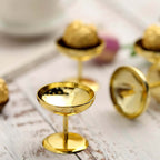12-Pack Plastic Dessert Cup Candy Dishes Gold - Decorative Mini Pedestal Stands for Treats 2"