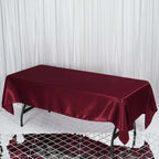 Satin Rectangular 60"x102" Tablecloth Burgundy - Smooth and Lustrous Table Cover