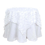 Taffeta 54"x54" Table Overlay Square Tablecloth White | Exquisite 3D Leaf Petal Design for Chic Wedding & Event Decor