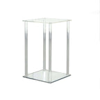 Acrylic Flower Vase Pillar Stand with Square Mirror Base Clear - Stylish Wedding Table Centerpiece 16"