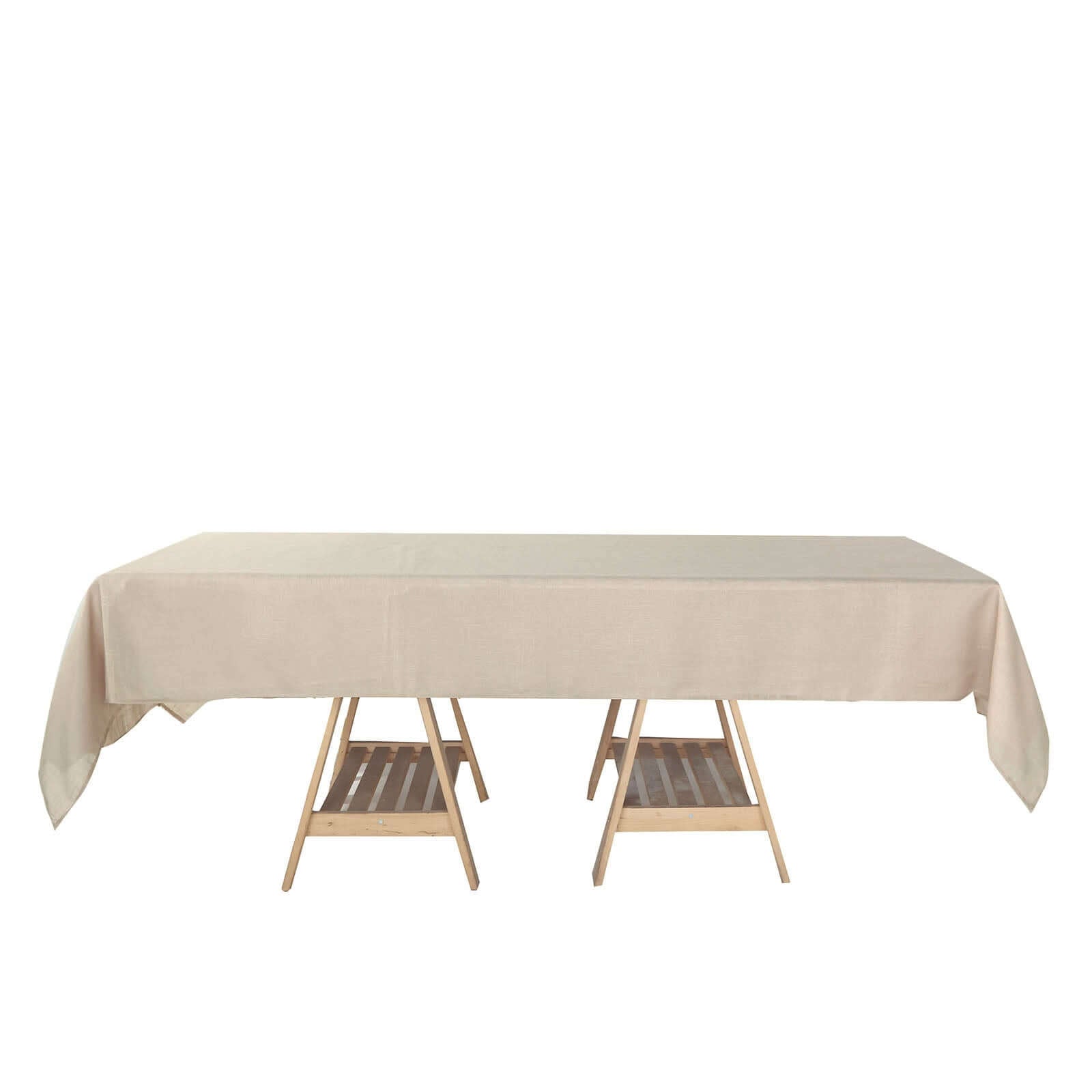 Faux Linen 60"x102" Rectangular Tablecloth Beige - Slubby Textured & Wrinkle Resistant Table Cover