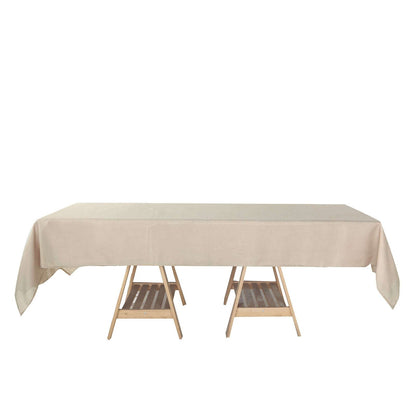 Faux Linen 60"x102" Rectangular Tablecloth Beige - Slubby Textured & Wrinkle Resistant Table Cover
