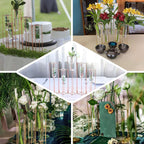 Set of 5 Wedding Centerpieces Gold Frame Conjoined Geometric Design - Test Tube Hydroponic Vases 12"