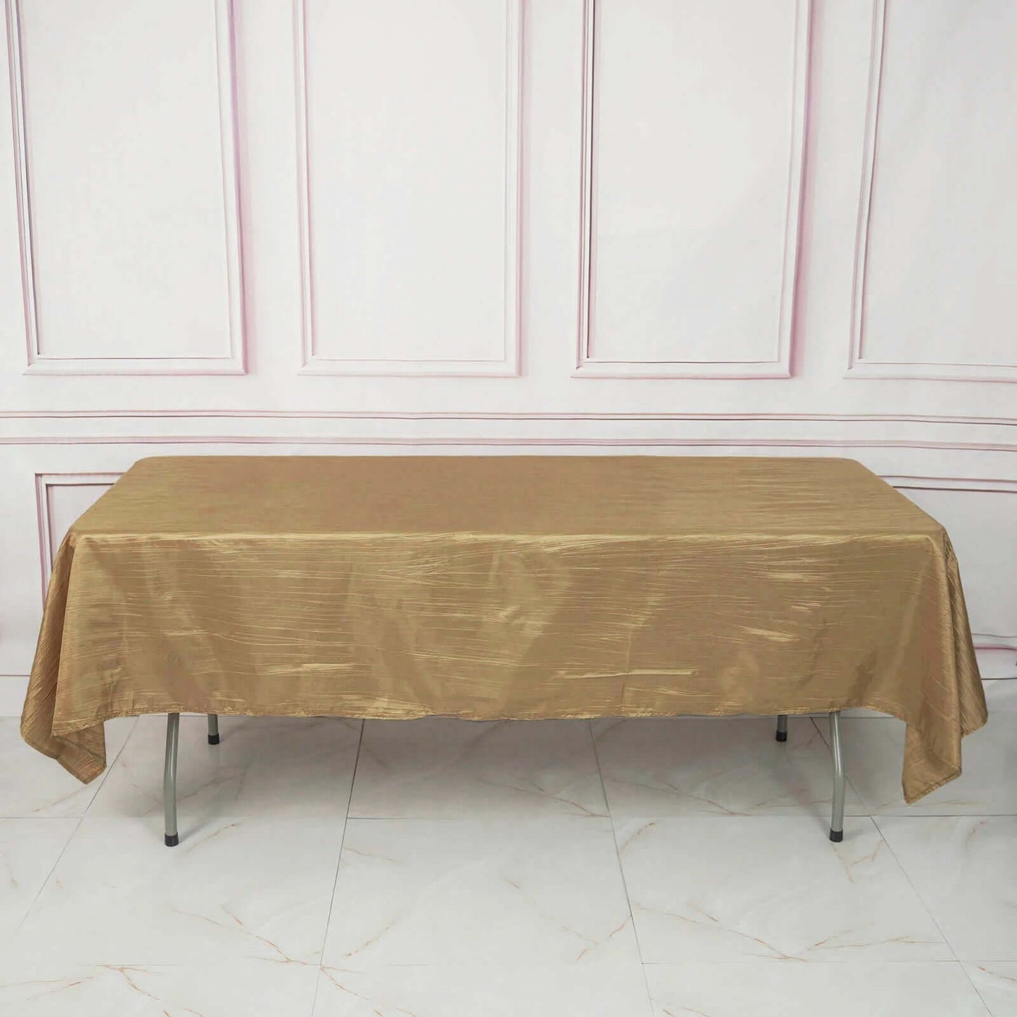 Taffeta 60"x102" Rectangle Tablecloth Gold - Accordion Crinkle Design for Modern Gatherings