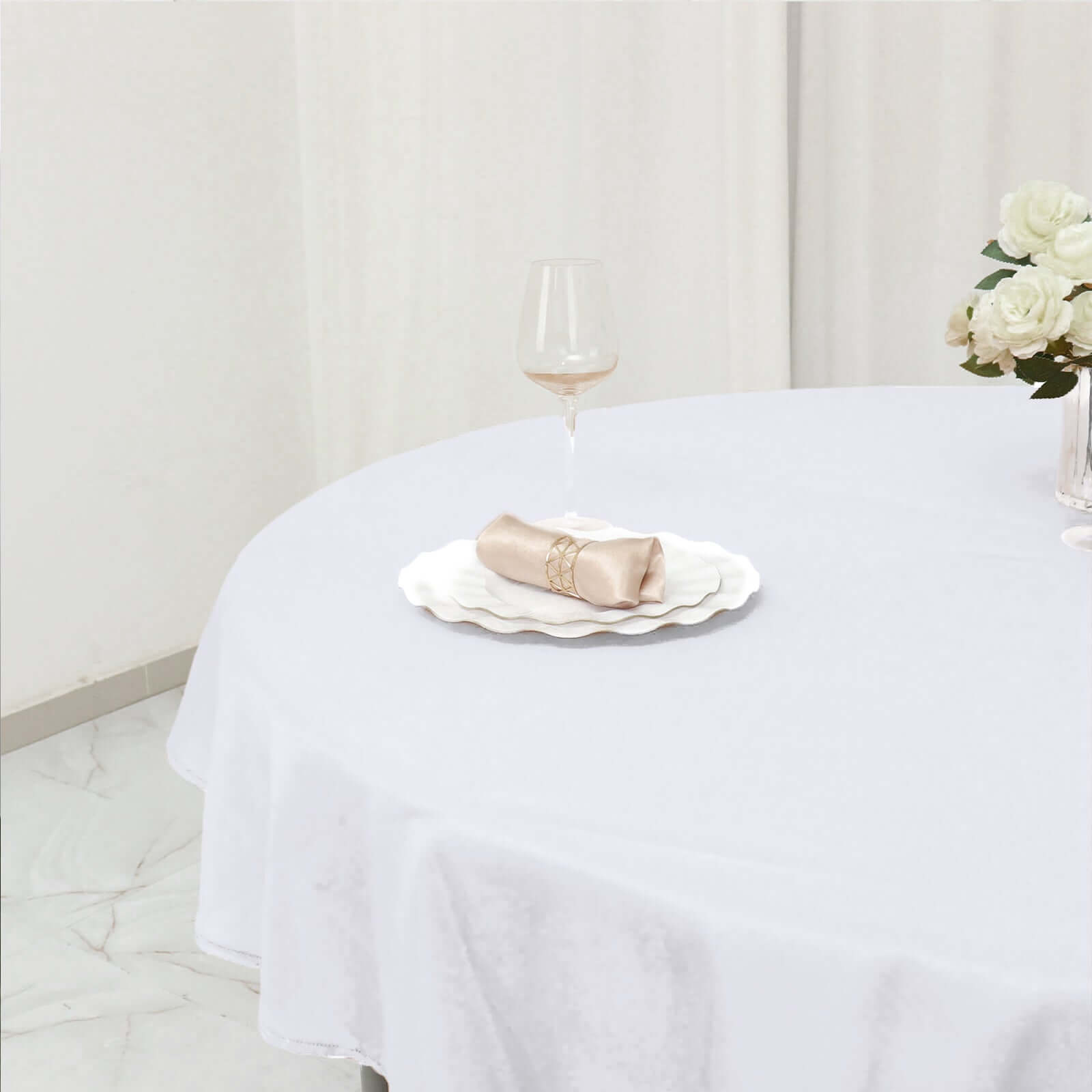 Polyester 70" Round Tablecloth White - Durable & Wrinkle-Resistant Table Cover for Everyday Use
