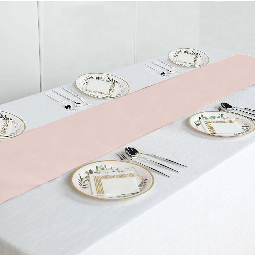 Polyester 12"x108" Table Runner Blush - Durable & Wrinkle-Resistant Table Decor