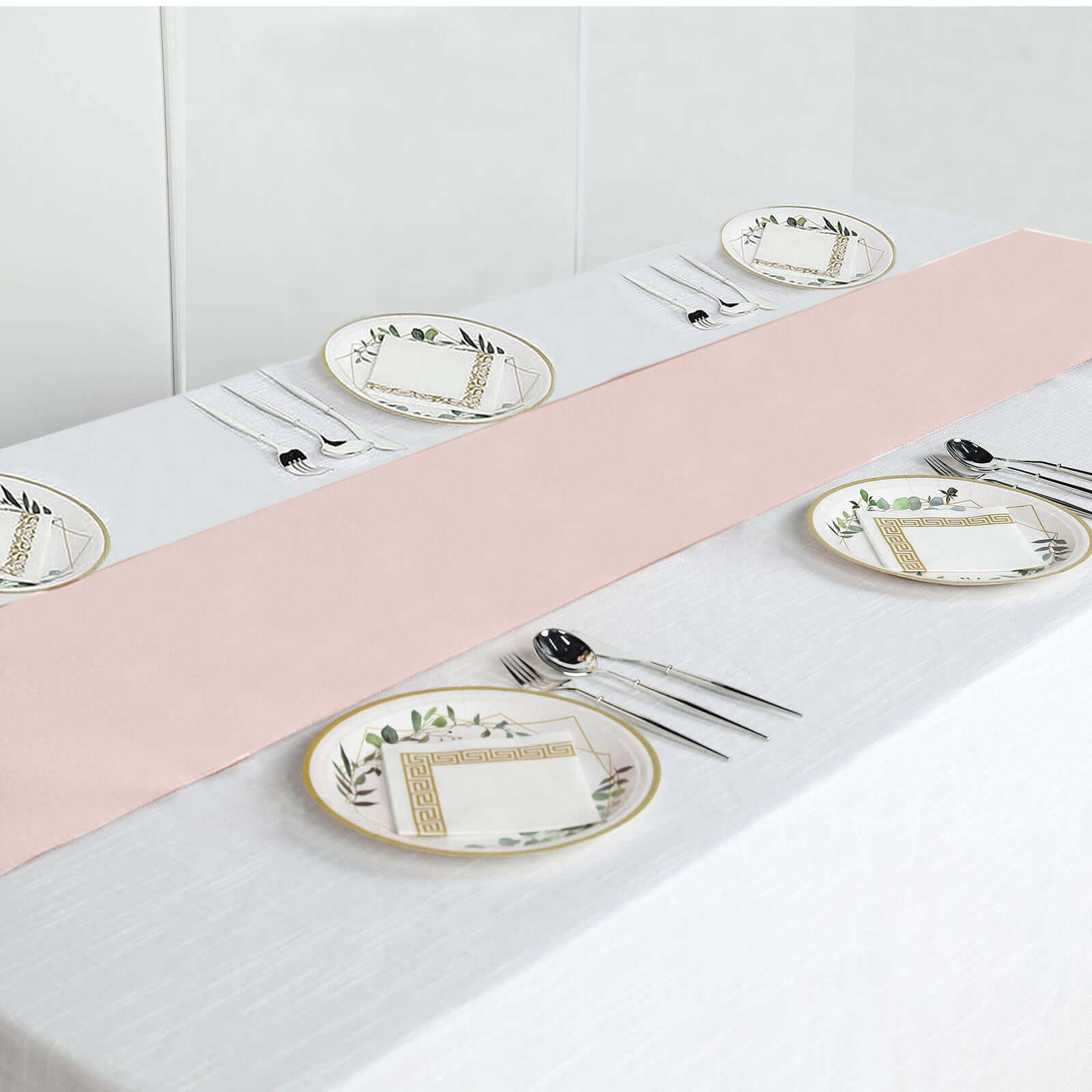 Polyester 12"x108" Table Runner Blush - Durable & Wrinkle-Resistant Table Decor