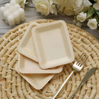 25-Pack Birchwood 4"x5" Rectangle Dessert Plates - Natural Eco Friendly Wooden Disposable Plates for Farmhouse-Style Events, Parties & Gatherings