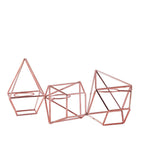 Set of Metal Candle Holders Linked Geometric Design Rose Gold - Modern Votive Glass Decor for Tables & Gatherings 16"