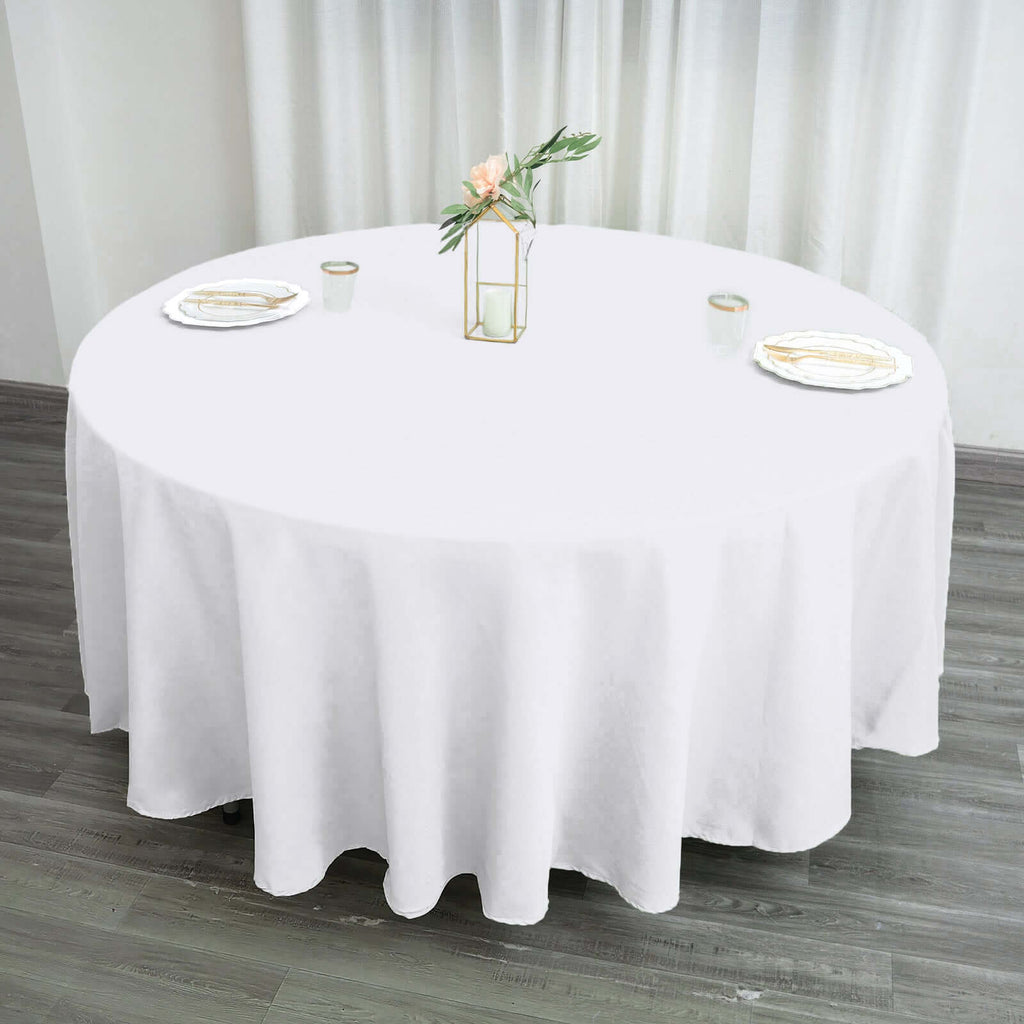 Polyester 108" Round Tablecloth White - Wrinkle-Resistant and Stylish Table Cover