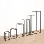 2-Pack Wedding Flower Stand Matte Black Metal Geometric Column Frame Rectangular - Versatile Floral Pedestal for Sophisticated Arrangements 12"
