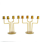 2-Pack Geometric Taper Candelabra 4 Arm Design Gold Metal Decorative Centerpiece - Perfect for Events 8"