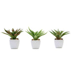 3-Pack Spotted Aloe Vera Artificial Succulents in Ceramic Pot - Lifelike Decorative Faux Plants for Home Office & Event Design 5"