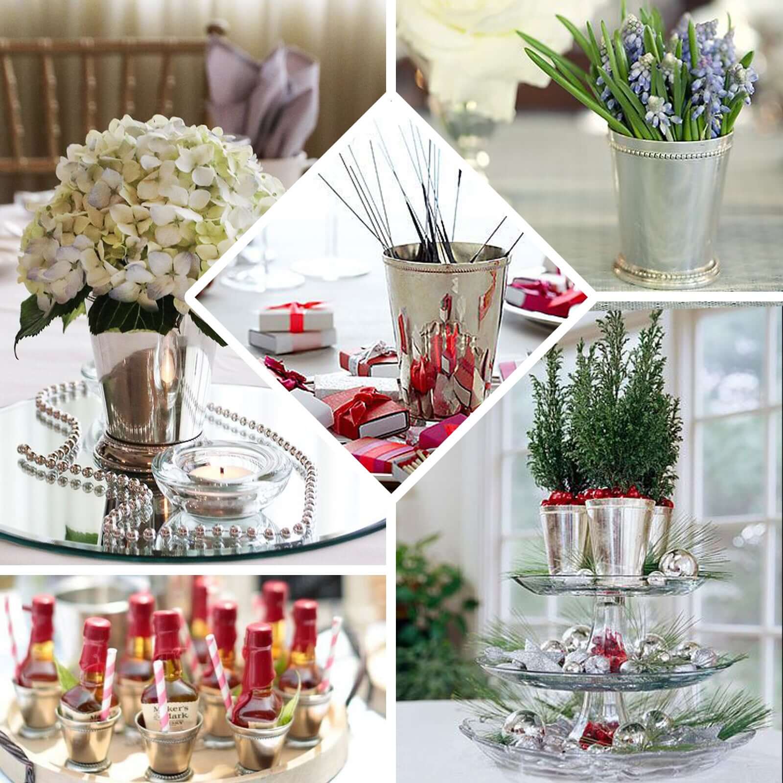 Mint Julep Cup Vase Stainless Steel Silver - Perfect for Flower Arrangements and Event Decor 4.5" - NestOCart