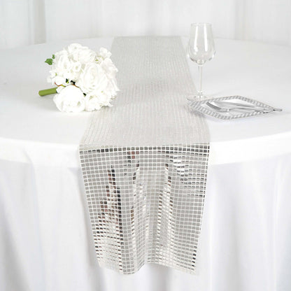Mirror Foil 12"x108" Table Runner Silver - Shiny Metallic Party Table Decor - NestOCart