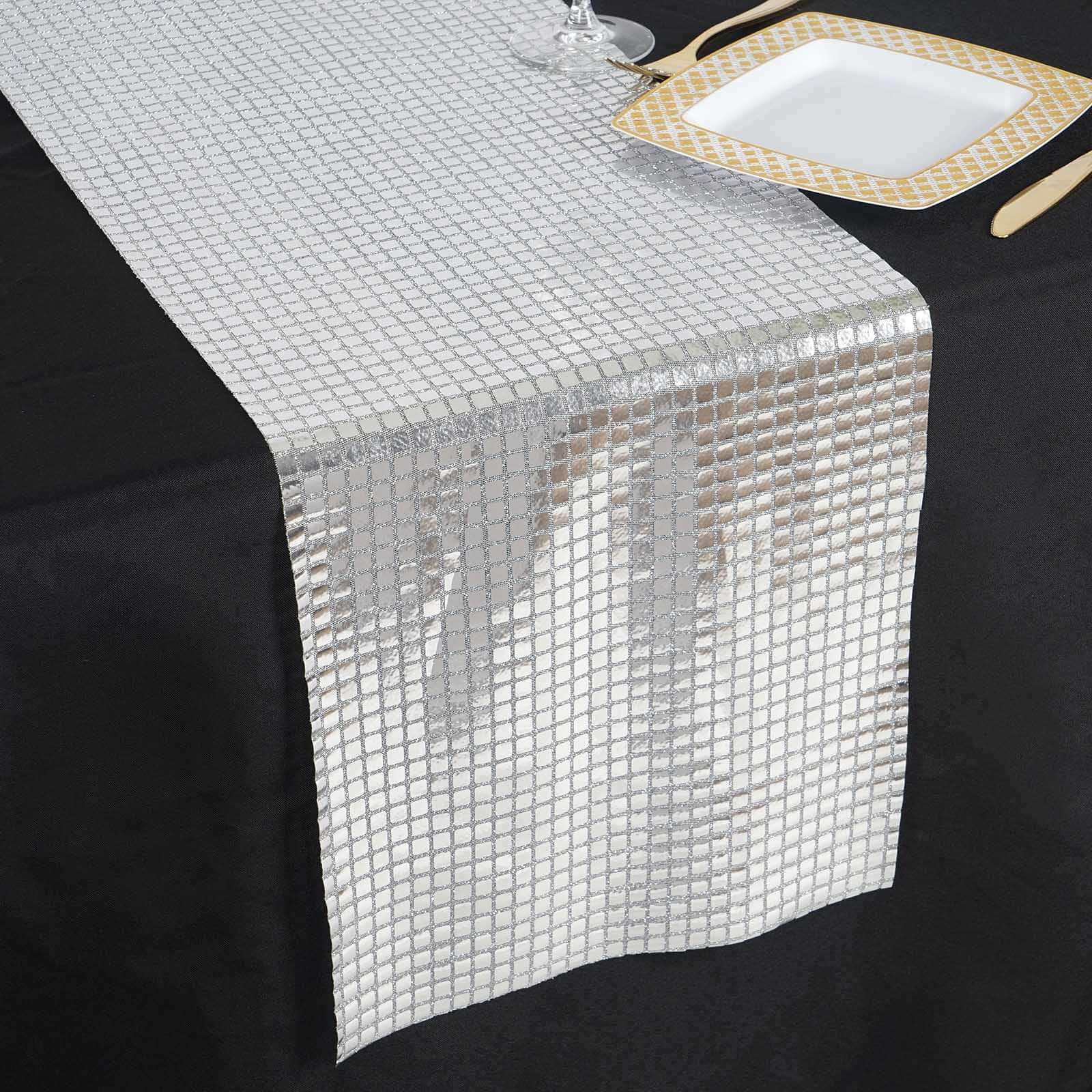 Mirror Foil 12"x108" Table Runner Silver - Shiny Metallic Party Table Decor - NestOCart
