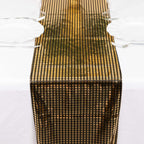 Mirror Foil Polyester 12"x108" Table Runner Black with Gold Metallic Square - Shiny Disco Theme Party Table Decor - Bell Racket Store