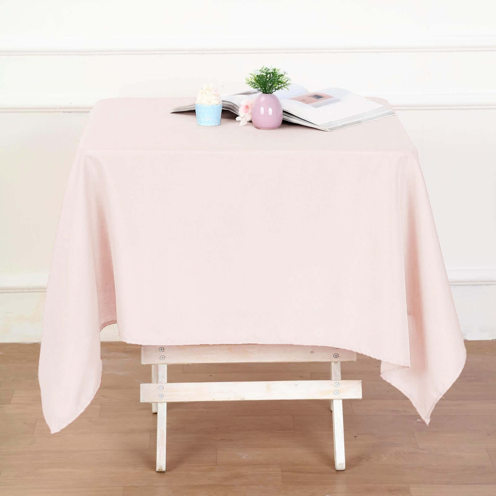 Polyester 54"x54" Table Overlay Square Tablecloth Blush - Wrinkle-Resistant & Durable Table Cover