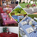 Polyester 60"x126" Rectangle Tablecloth White/Blue - Buffalo Plaid Checkered Table Cover