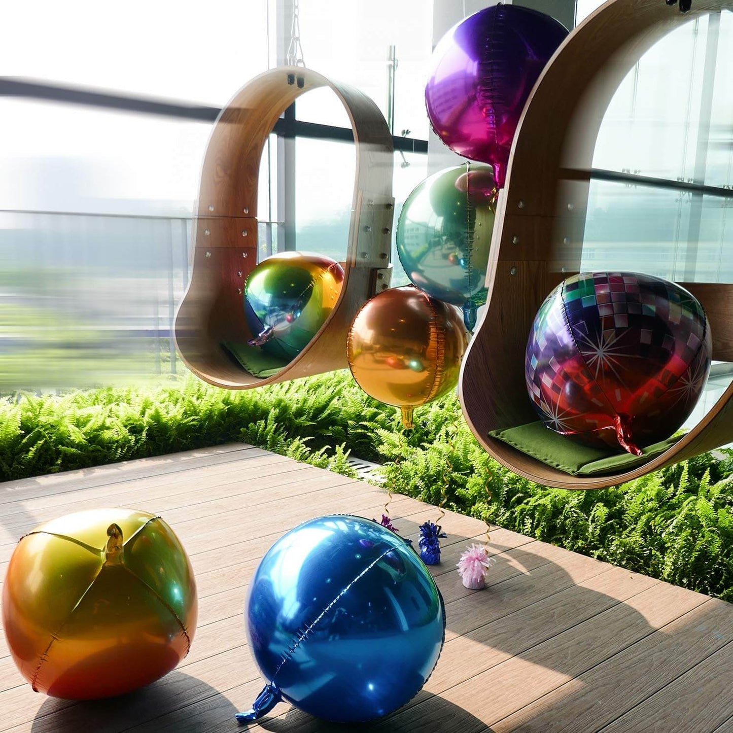 2 Pack 14" 4D Burgundy Sphere Mylar Foil Helium or Air Balloons