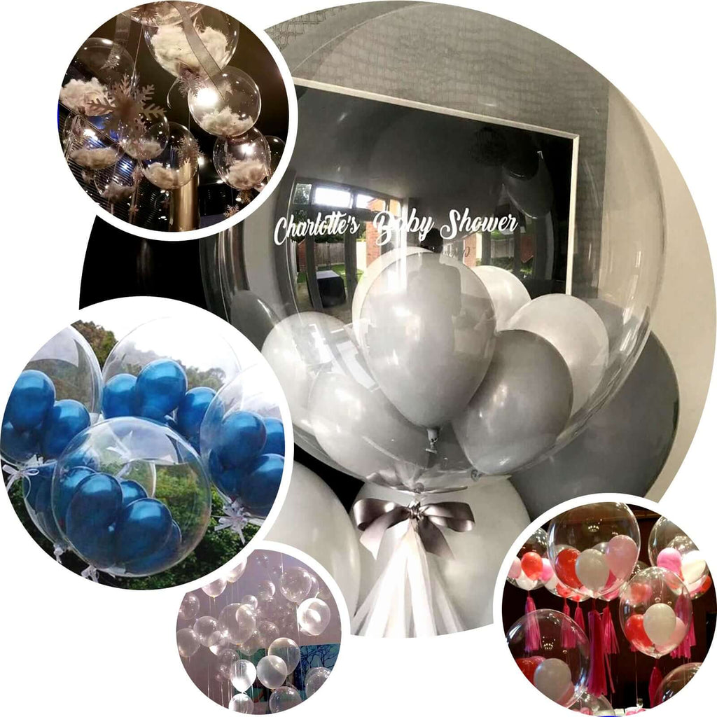 10 Pack 16" Clear Fully Transparent PVC Helium Air Bubble Balloons