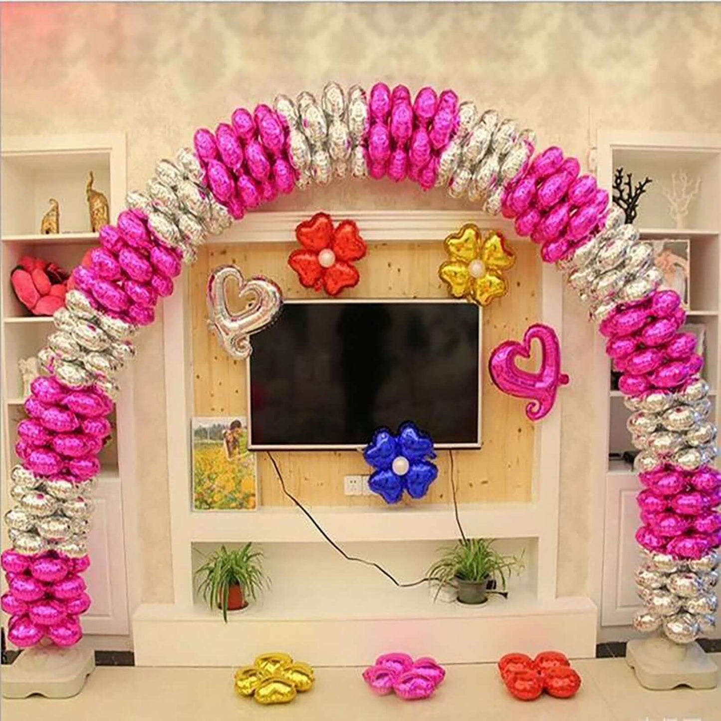 10 Pack 15" Shiny Silver Four Leaf Clover Shaped Mylar Foil Balloons