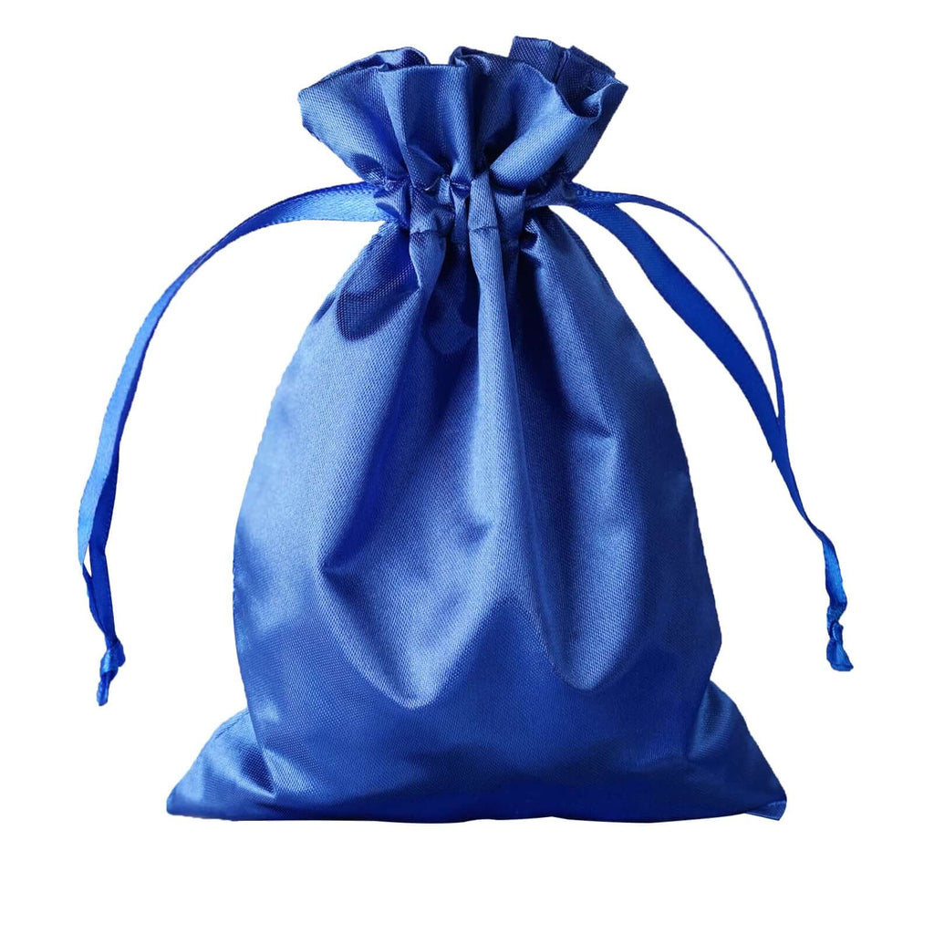 12 Pack 5"x7" Royal Blue Satin Drawstring Wedding Party Favor Gift Bags