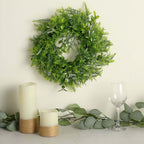2 Pack 4" Green Artificial Fern Leaf Mix Pillar Candle Ring Wreaths