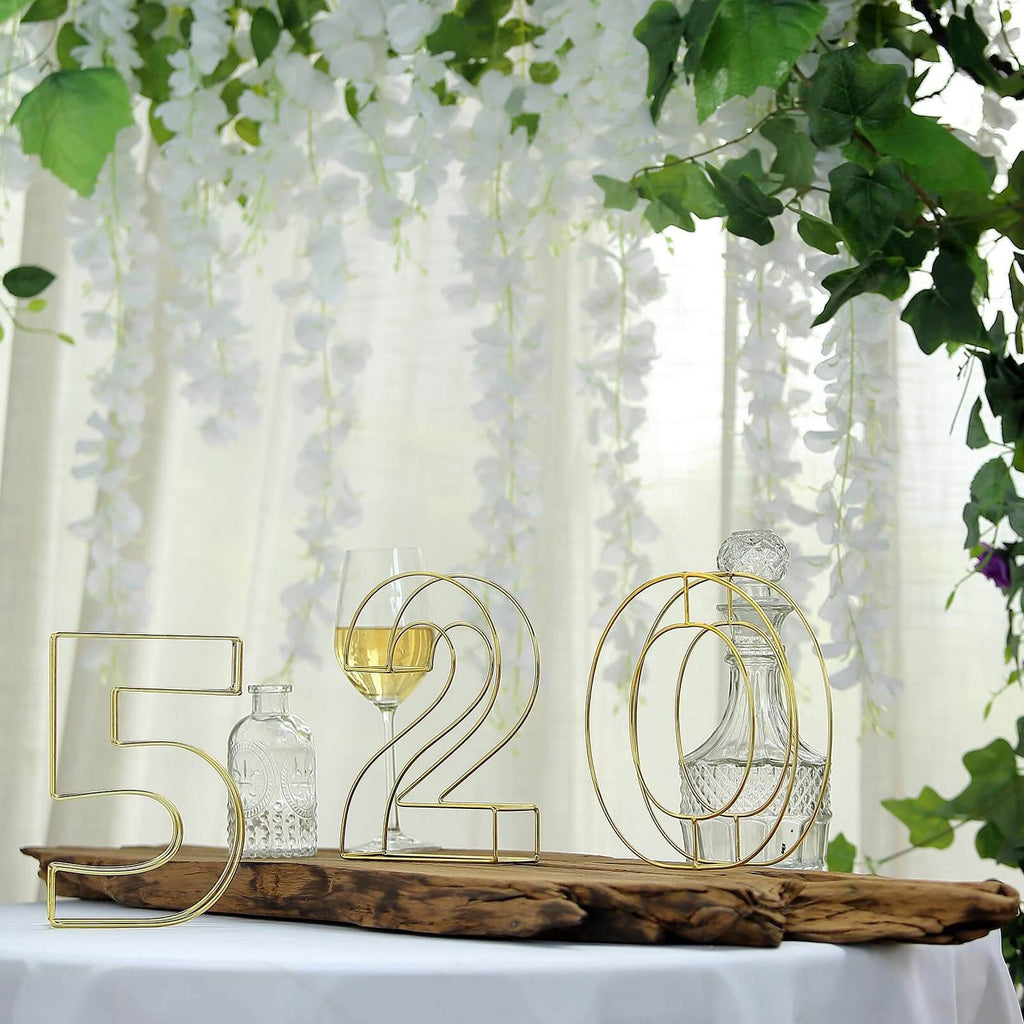 8" Tall Gold Freestanding 3D Decorative Wire Letter, Wedding Centerpiece - Q
